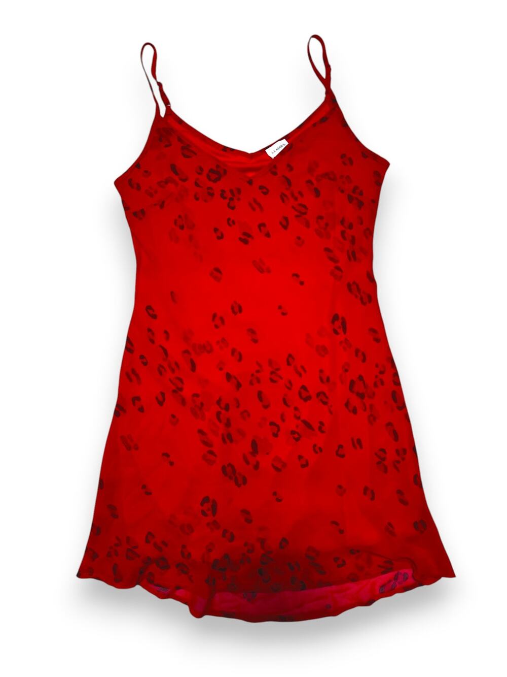 L.A Hearts by Pacsun Red Leopard Slip Dress Sheer Chiffon Lined Size Small